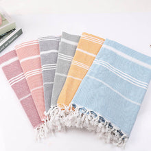 Load image into Gallery viewer, Striped Cotton Turkish Sports Bath Towel