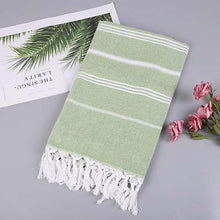 Load image into Gallery viewer, Striped Cotton Turkish Sports Bath Towel
