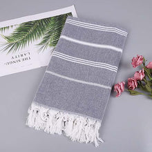 Load image into Gallery viewer, Striped Cotton Turkish Sports Bath Towel