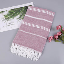 Load image into Gallery viewer, Striped Cotton Turkish Sports Bath Towel