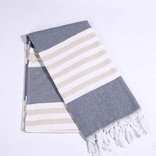 Load image into Gallery viewer, Striped Cotton Turkish Sports Bath Towel