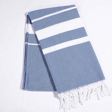 Load image into Gallery viewer, Striped Cotton Turkish Sports Bath Towel