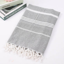 Load image into Gallery viewer, Striped Cotton Turkish Sports Bath Towel
