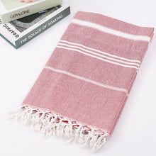 Load image into Gallery viewer, Striped Cotton Turkish Sports Bath Towel
