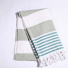Load image into Gallery viewer, Striped Cotton Turkish Sports Bath Towel
